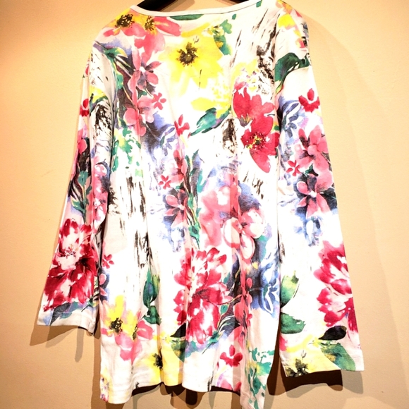Endless Designs Womens White Floral Shirt Blouse - Picture 5 of 7